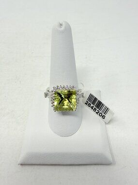 Shop LC Brazilian Lemon Quartz/White Topaz Size 9 Ring in Sterling Silver 5204